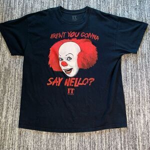 IT The Movie Mens T-Shirts Size XL Black Pennywise Aren't You Gonna Say Hello‎